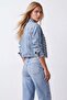 Women's Blue Slim Fit Button Detailed Denim Jacket Alc-X15653 - 5
