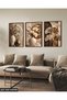 Coffee Leaves and White Flower in Vase 3 Piece Wooden Framed Painting Act