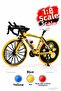 1:8 Scale Realistic Metal Model Bicycle Yellow - Decorative Toy with Shock Absorber, Movable Chain, and Pedals