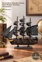 3 Pieces of Wooden Pirate Ship – Decorative Wooden Toy and Desktop Ornament, Pirate Ship Wooden Model