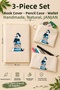 3-Piece Natural Fabric Book Cover Set, (Book Cover-Pen Holder-Wallet), Washable Book Cover, Book Protector, (Open Size 32X22Cm) (Closed Size 16X22Cm) Book Protective Bag, Book Sleeve, Gift for Book Lovers