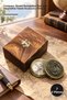 2 Pieces Brass Compass with Wooden Box – Compass, Navigation Tool with Box, and Decorative Travel Accessory 10X6 cm