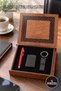5-Piece Wooden Boxed Pen, Keychain, and Lighter Set – Red Touchpen, Black Matte Lighter, Leather Metal Keychain, Promotional Gift, Keychain Lighter Pen