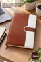 5 Pieces Agenda Notebook – Undated A5 Lined Thermo Leather Cover Magnetic Closure Brown White, Notebook Planner, Promotion