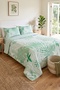 Palvena Green Leaf Patterned Quilted Bedspread Double Size