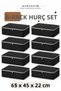 8-Piece Large Size Under-Bed Storage Bag Set 65X45X22 cm Black Thick Interlining Fabric Zippered Foldable Storage Bag