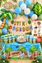 Safari Birthday Party Set 30 Balloon Set Plate Cup Corn Box Banner Tablecloth Foil Balloon Gift Sticker - 8