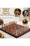 Luxury Metal Chess Set with Ottoman Byzantine Figures, Chrome Red Marble Pattern, 20 X 20 Premium Gift - 4