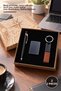 2 Pieces Keychain Lighter and Touchpen Rubber Pen – Boxed Black Set, Metal Ballpoint Pen Touchpen, Matte Lighter (Gas-Free), Leather Keychain
