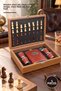 5-Piece Chess Flask Set – Leather Flask Set, Chess Patterned Design, Flask Set, Chess Flask Set, Leather Flask