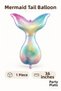 Mermaid Tail Foil Balloon 36 Inch Green Blue 1 Piece Sea Themed Birthday Party Decoration - 2