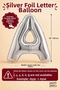 Silver Foil Letter Balloon Set with 6 Letters 16 Inch 40 cm Tape Included - 3