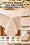 Cream 140X180 cm Lace Look Pvc Tablecloth Liquid Proof Wipeable Kitchen Table Cover Luxury - 4