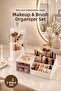 2-Piece Makeup Organizer Set with Jar-Lid Brush Holder and 11-Compartment Drawer Cosmetic Organizer Set