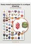 Mood Sticker Set 400+ Pieces Emotion Facial Expressions 9 Different Sizes Artistic Agenda Planner Journal A4 - 5