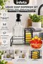 500 ml Glass Liquid Soap Dispenser with Black Pump, Metal Stand and Sponge Compartment, Kitchen and Bathroom Set
