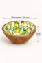 Mango Wood Bowl with Enamel Lemon Pattern 25X12 cm – Large Fruit and Salad Presentation Bowl - 3
