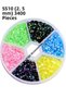 6 Colors in a 5-Compartment Box 3,400 Pieces of Shiny Glue-On Stones Ss10 (2.5 mm) Bedazzling Kit Set