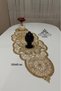 Lily 5 Piece Luxury Runner Living Room Coffee Table Cover Set French Lace Laced Dowry Set - 5