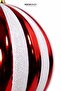 Christmas Ornament Ball Shiny Sliced Pattern White Red 15 cm - 2