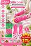 Size L Pink Floral Pattern Long Sleeve Waterproof Dishwashing and Cleaning Gloves