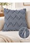 Zigzag Patterned Chenille Jacquard Woven Decorative Throw Pillow Cushion Cover with Hidden Zipper Single 40X40 cm Set of 4 - 3