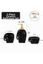 3-Piece Ceramic Elephant Figured Glossy Black Decorative Bathroom Set, Toothbrush Holder + Liquid Soap Dispenser + Solid Soap Dispenser - 4