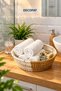 Wicker-Look Round Presentation Basket – Decorative Serving, Breakfast and Snack Basket, Multi-Purpose Basket for Bathroom