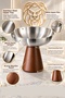 Set of 4 - Medium - Acacia Legged Steel Ice Cream Bowl, Snack Bowl, Pastry Fruit Presentation Bowl, Serving Set 18/10 304 Steel 723769 - 6