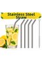 Stainless Steel Straw Set 5 Pieces Metal Soft Drink Straw and Straw Cleaning Brush
