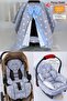 4 Pieces - Stroller Cover, Stroller Cushion with Lumbar Support, Stroller Cushion, Stroller Sheet - Poncho