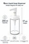 Tackan Liquid Soap Dispenser 200 ml – Transparent Glass Bathroom Soap Dispenser with White Pump - 3