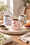 Simple Love Written Floral Patterned Porcelain Mug – Decorative Coffee and Tea Cup with Gold Handle - 3