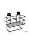 Adhesive Wall Shelf and Towel Holder Black Wire Kitchen and Bathroom Organizer - 6