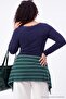 Navy Blue Square Neck Lace Detailed Knitted Snap Fastener Bodysuit Tbbaw27Cs00028 - 5
