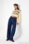 Dark Blue Belt Detailed Regular Waist Wide Leg Jeans Twoaw27Je00257 - 3