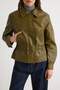 Dark Green Regular Fit Elastic Waist Faux Leather Jacket Coat Twoaw27Mo00023 - 4