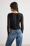 Black V-Neck Sequin Lace Detailed Blouse Tpraw27Bz00042 - 4
