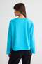 Turkuaz %100 Pamuk Reglan Kol Oversize Beyzbol Örme T-Shirt TWOAW27TS00105 - 4