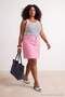 Pink High Waist 100% Cotton Non-Stretch a Shape Denim Skirt Tbbaw23Az00042 - 2