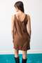 Limited Edition Kahverengi Süet Dikiş Detaylı Bodycon/Vücuda Oturan Havuz Yaka Midi Örme Elbise TWOAW27EL00197 - 4