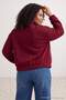 Bordo Bomber Yaka Oversize/Geniş Kalıp Önü Fermuarlı Büyük Beden Sweatshirt TBBAW26AO00038 - 3