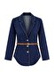 Dark Blue Belt Detailed Blazer Denim Jacket Twoaw27Ce00055 - 6