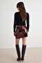 Burgundy Short/Mini Chunky Sequined Skirt Tpraw27Et00017 - 4