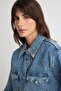 Mavi Yaka Detaylı Oversize Denim Gömlek Ceket TWOAW27CE00114 - 4