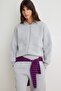 Gray Melange Oversize/Wide Fit Zippered Thick Fleece Lined Knitted Tracksuit Set Twoaw25Em00001 - 2