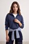 Indigo Selanik/Triko Görünümlü Fermuarlı Yaka Regular/Normal Kalıp Örme Sweatshirt TWOAW22SW0732