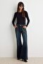 Koyu Mavi Aksesuar Detaylı Normal Bel Flare Jeans TWOAW27JE00320