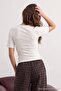 Ecru-Brown 2-Piece Fitted/Fitted Short Sleeve Stretch Knitted T-Shirt Twoss26Ts00319 - 4