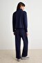 Navy Blue Relaxed/Casual Fit High Neck Soft/Soft Touch Knitted Bottom - Top Set Twoaw27Au00148 - 5
